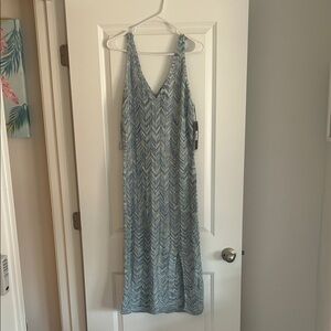 Stylish Blue Chevron Midi Dress